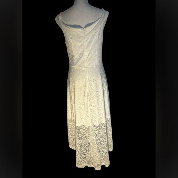 HomRain Floral Eyelet Lace Dress Off The Shoulder High Low Hem Dress L - Picture 5 of 13